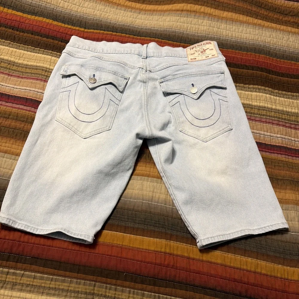 True Religion Rocco Relaxed Skinny Men's Light Wash Denim Shorts 5-Pocket sz 33